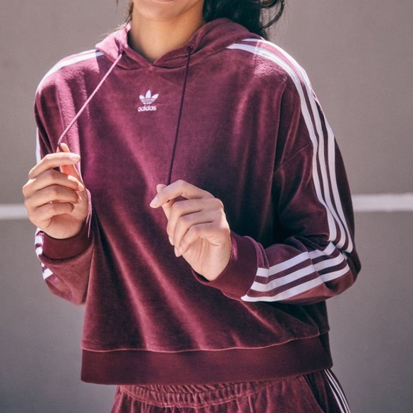 adidas burgundy cropped hoodie